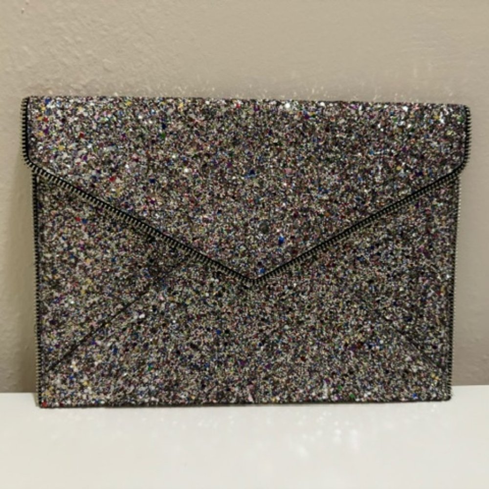 NWOT Rebecca Minkoff Leo Glitter Envelope Clutch Bag